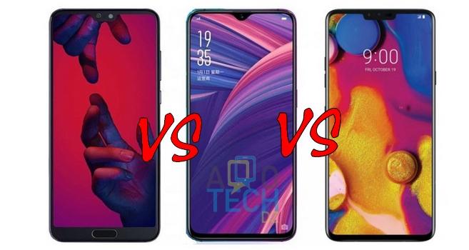 Comparaison de spécifications : Huawei P20 Pro vs Oppo R17 Pro vs LG V40 ThinQ
