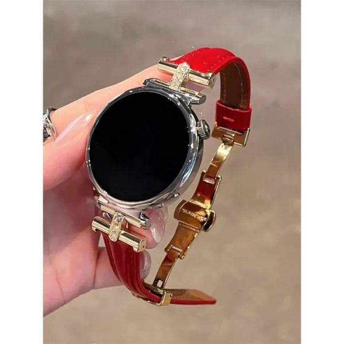 Boucle papillon en diamant en cuir, arc de triomphe élégant, adaptée au bracelet Huawei GT5/GT5 Pro/GT4/GT2/3/4 22mm/20mm/18mm