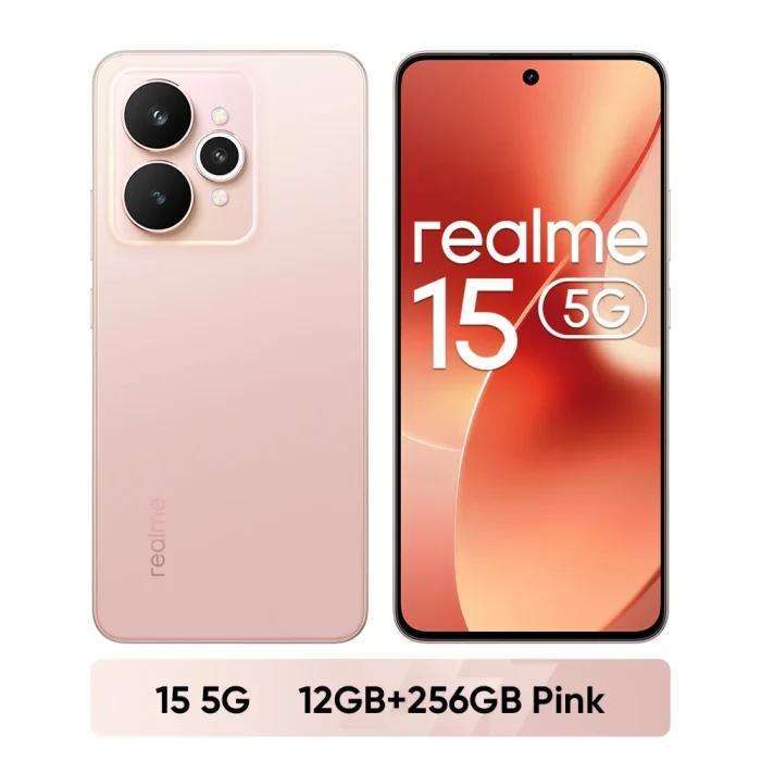Smartphone realme 15 5G Processeur Dimensity 7300+ 5G Batterie 7000 mAh Charge 80 W Écran AMOLED 6,8 pouces 144 Hz Double caméra 50 Mpx avec IA Double vidéo 4K NFC IP69