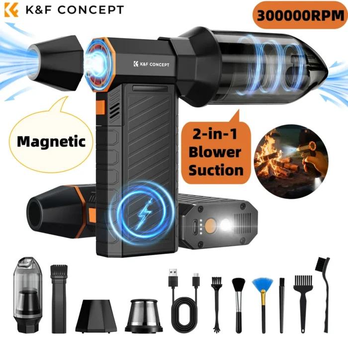 K&F CONCEPT Souffleur d’air électrique magnétique à aspiration 2-en-1 pour ordinateur, clavier d’ordinateur portable, appareil photo
