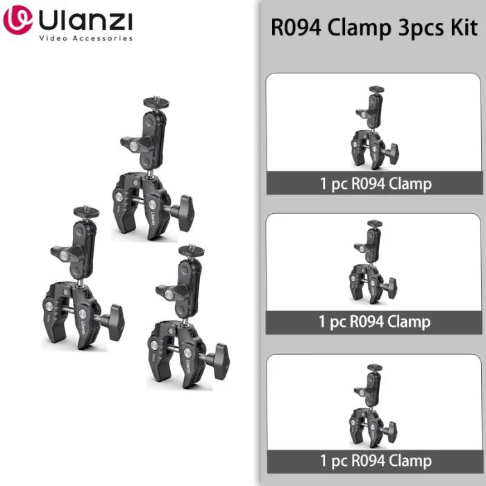 Ulanzi R094 Super pince en métal avec Double rotule pince à bras magique avec trou de 1/4 « 3/8 » pour moniteur d’appareil photo reflex numérique support de micro léger