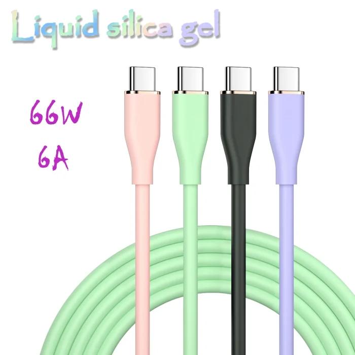 UGOURD câble de charge rapide USB-Type C à C en silicium liquide 66W USB vers C PD 60W 45W 27W pour Huawei SCP Xiaomi iPhone 15 16 Pro Max
