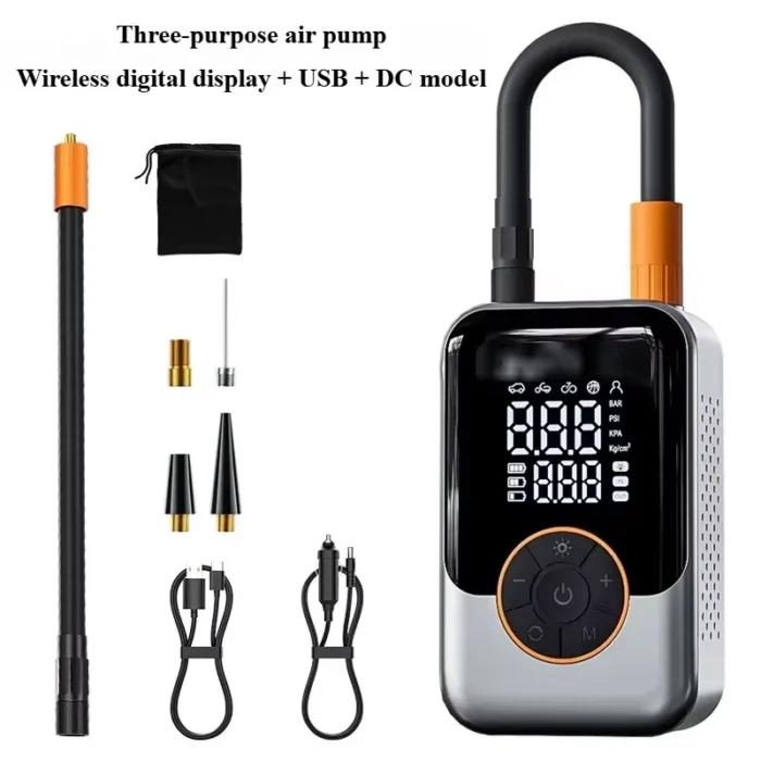 Pompe à air portable sans fil, gonfleur de pneus de voiture, compresseur d’air électrique, écran LCD, injecteur d’air pour vélo, voiture, moto, ballon.