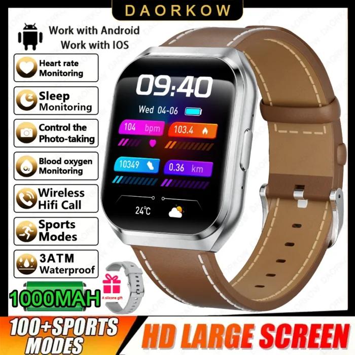 Nouvelle montre connectée pour homme, 1000 mAh, longue autonomie, montre connectée d’extérieur pour homme, étanche IP68, fréquence cardiaque, sport, appel BT, grande batterie, montre connectée