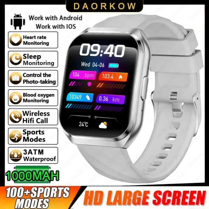 Nouvelle montre connectée pour homme, 1000 mAh, longue autonomie, montre connectée d’extérieur pour homme, étanche IP68, fréquence cardiaque, sport, appel BT, grande batterie, montre connectée