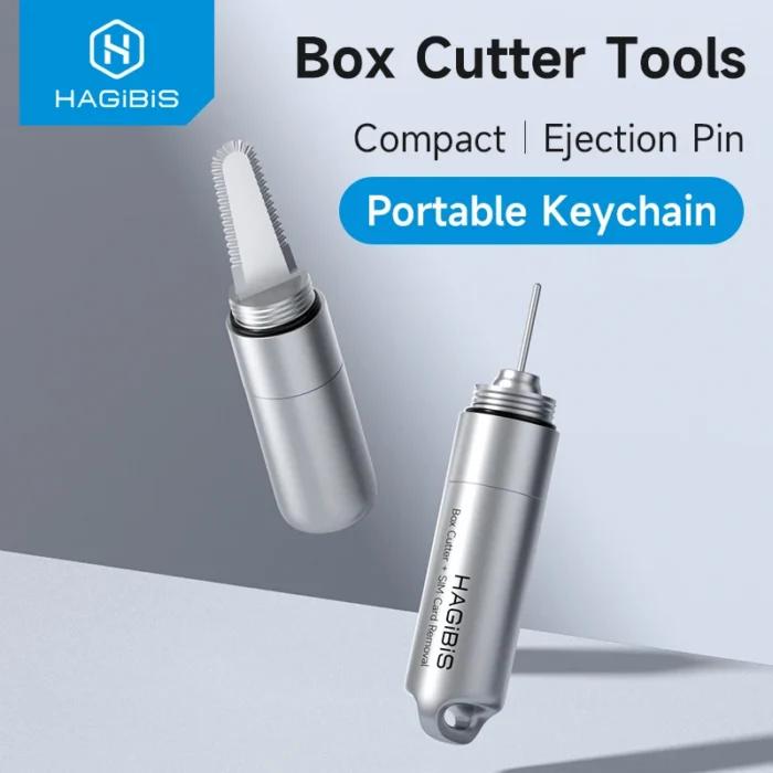 Hagibis Outil de retrait de carte SIM, broche d’éjection, ouvre-boîte portable porte-clés, outils de réinitialisation, ouvre-paquet, lame dentelée