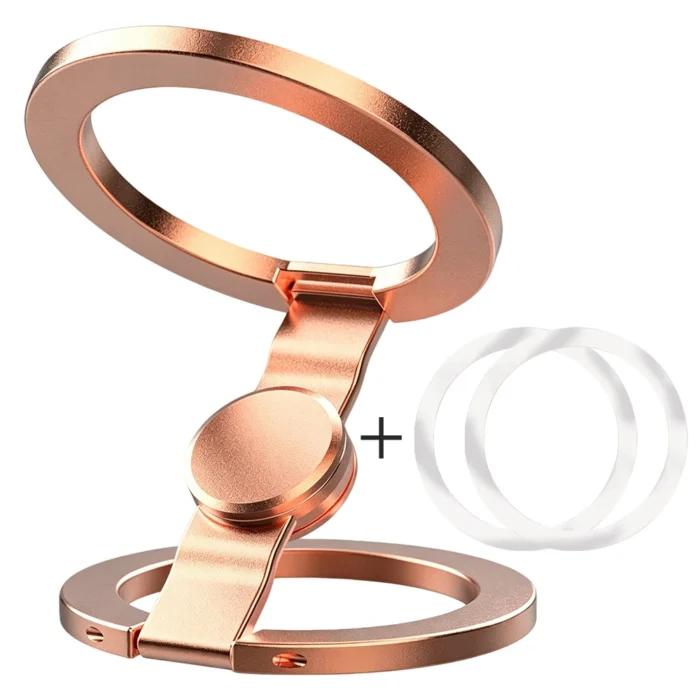 Support de téléphone magnétique à poudre scintillante à 3 sections avec aspiration magnétique double face 360° ° Rotatif, ultra léger, ultra fin, Allo
