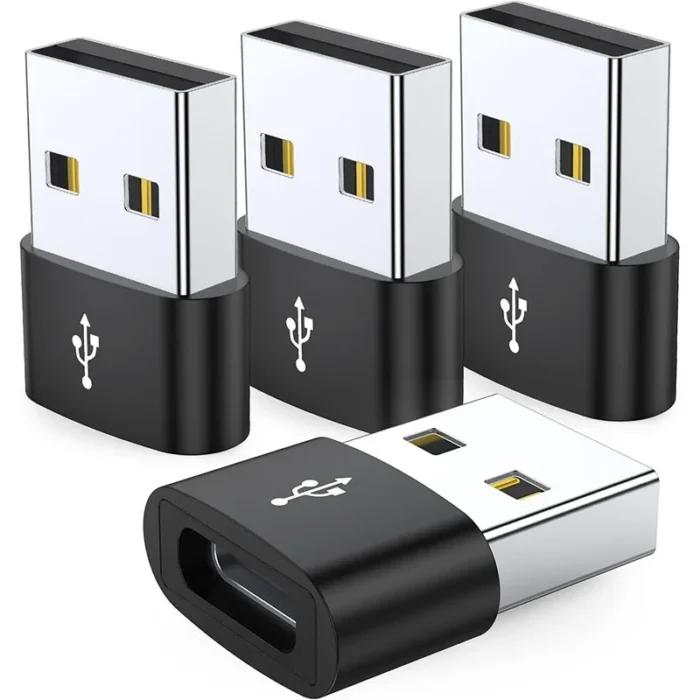 Adaptateur USB 2.0 vers Type C, adaptateur USB C femelle vers USB A mâle, convertisseur de chargeur, adaptateur OTG compatible avec iPhone, iPad, Samsung