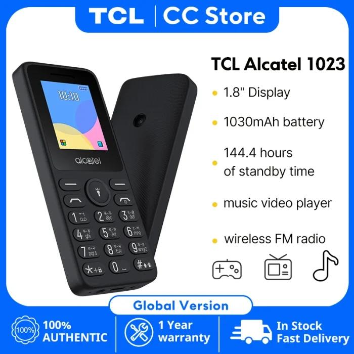 TCL Alcatel 1023 Téléphone Senior avec écran de 1,8 pouces, batterie de 1030 mAh, longue autonomie, charge Type-C, cadeau pour personnes âgées, grand clavier, lampe torche, radio FM.