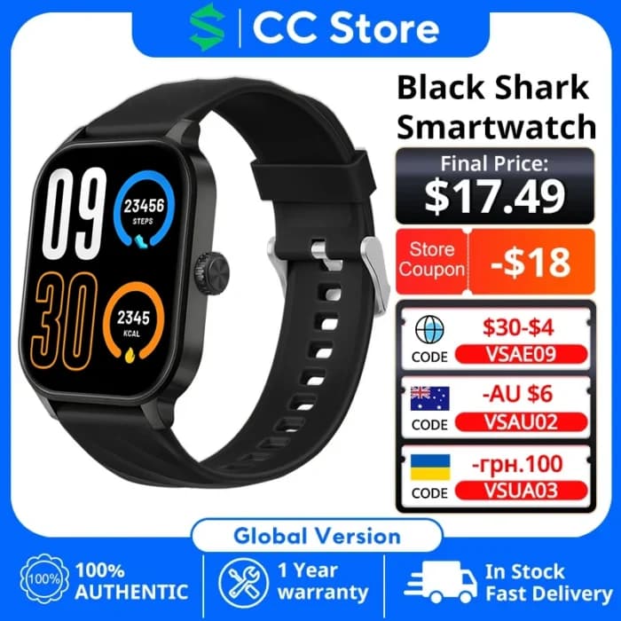 Nouvelle montre intelligente Black Shark Neo2 avec écran HD de 2,01 pouces, appels Bluetooth, moniteur de fréquence cardiaque, montre de fitness IP68