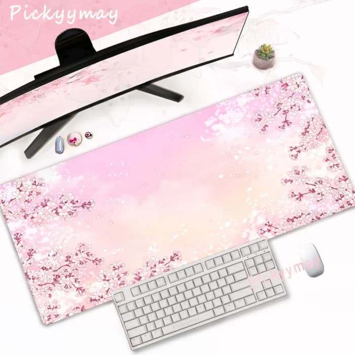 Tapis de souris fleurs de cerisier roses, grand tapis de souris pour Table d’ordinateur de maison, Art Sakura, clavier, tapis de bureau, accessoires de bureau