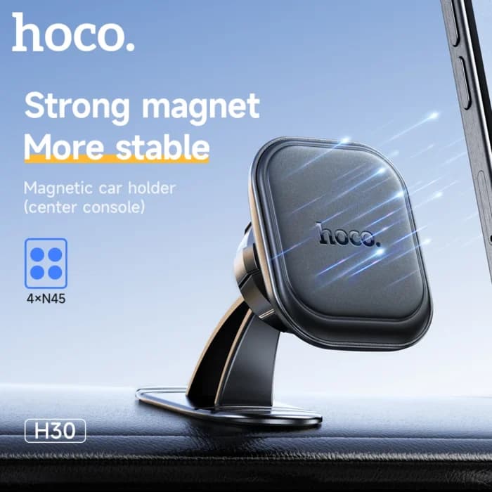 Support magnétique pour téléphone HOCO H30, support universel pour smartphone pour la console centrale de voiture, compatible avec tous les téléphones iPhone et Android