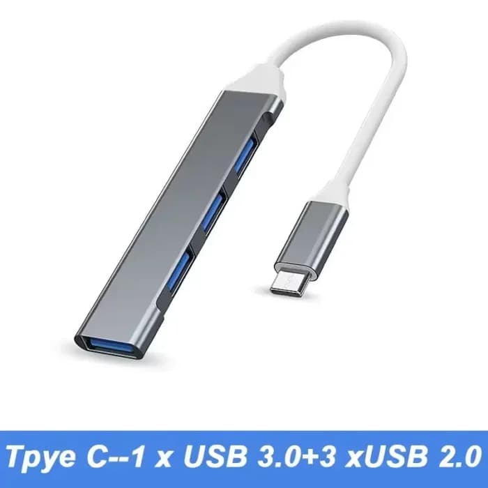 Adaptateur HUB USB 3.0 Type C à 4 ports, OTG, répartiteur USB multiple, station d’accueil USB2.0, extension haute vitesse pour iPhone15, Xiaomi, Huawei, Macbook Pro