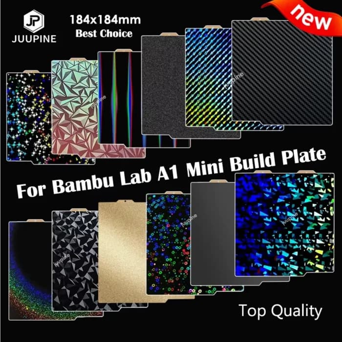 Pour Bambu Lab A1 Mini plaque de construction Double face H1H PEY PEO PET PEI lit ressort tôle d’acier Pei feuille 184×184 pour Bambulab A1 Mini