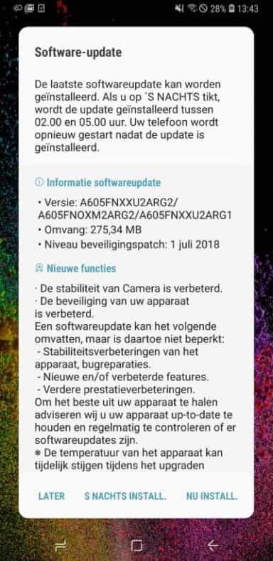 Samsung - Mises à jour des Galaxy Note 9, S8, A6, A3, J7, J3 2017, S6, Note 5 4 galaxy a6 plus update juli 2018
