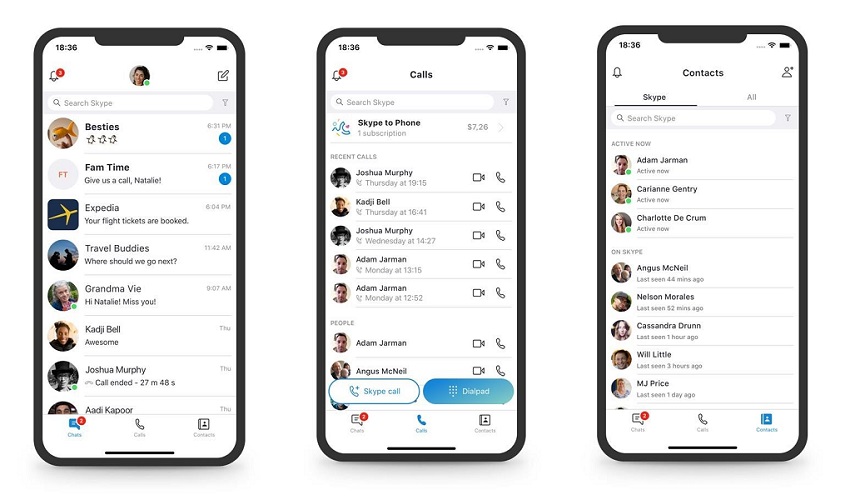 Skype - Microsoft change (encore) le design 3 skype mobile august 2018