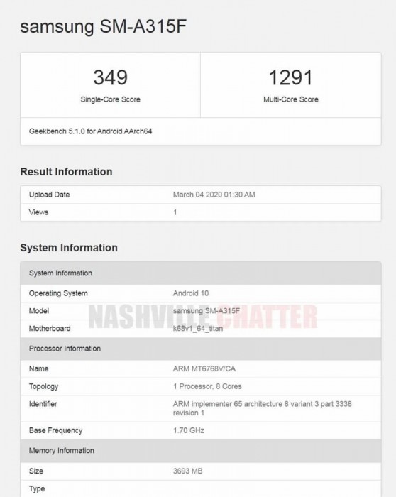 galaxy a31 geekbench