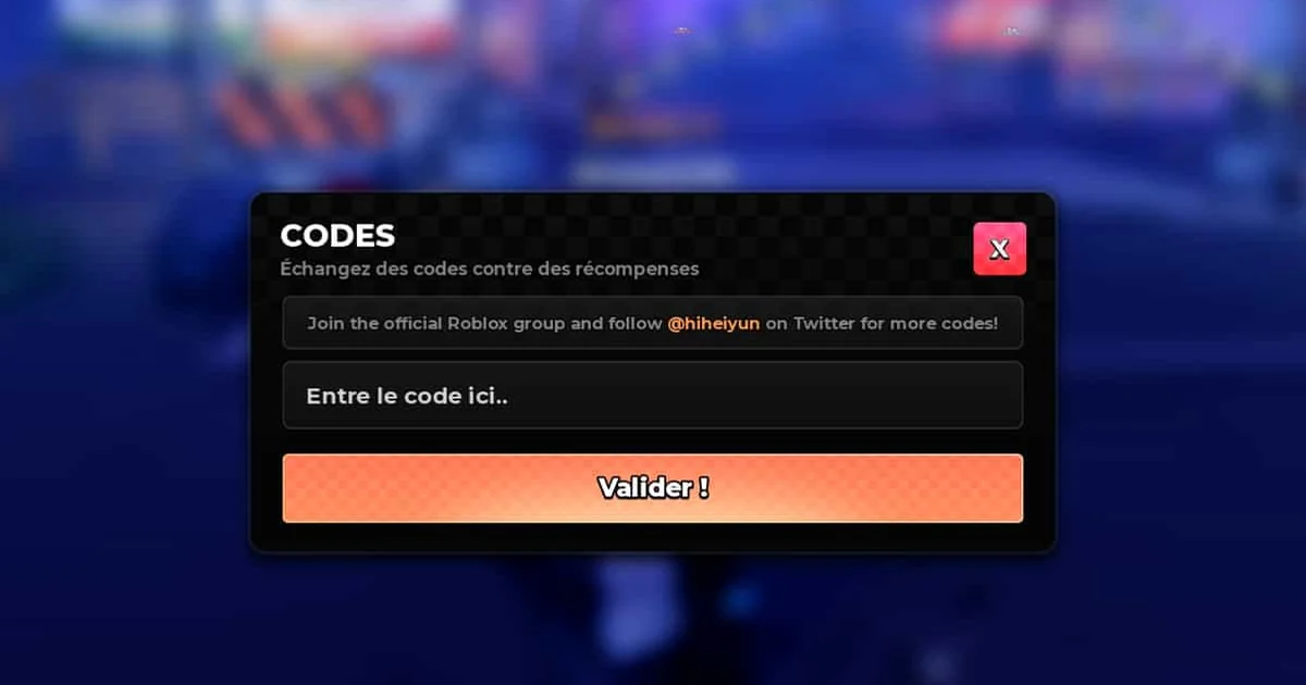 Liste des codes actifs