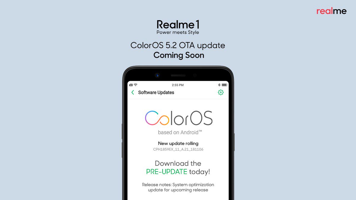 Realme 1 est en train de recevoir ColorOS 5.2, de nombreuses nouvelles fonctionnalités