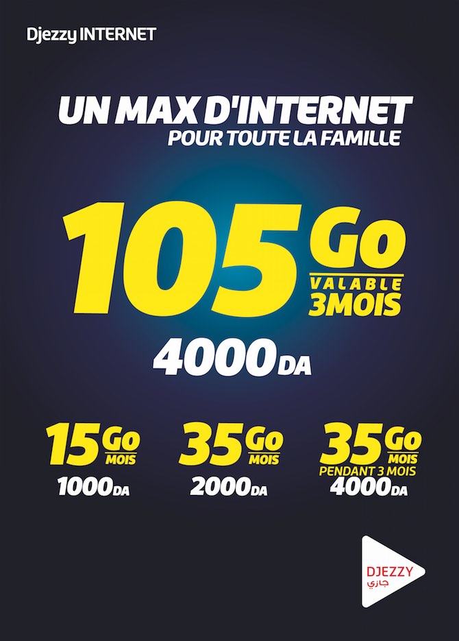 Djezzy Internet : La nouvelle offre Djezzy 105 Go de data pour 4000 DA