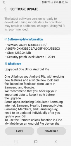 Samsung Galaxy A6+ (2018) reçoit la mise à jour Android Pie 2 galaxy a6 2018 android pie