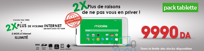 Mobilis : une nouvelle offre sous forme de pack Tablette Condor G708 2 condor708g 2