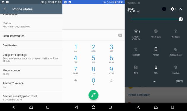 La génération Sony Xperia est en train de recevoir la mise à jour vers Android 7.0 Nougat 2 xperia nougat about notification dialler