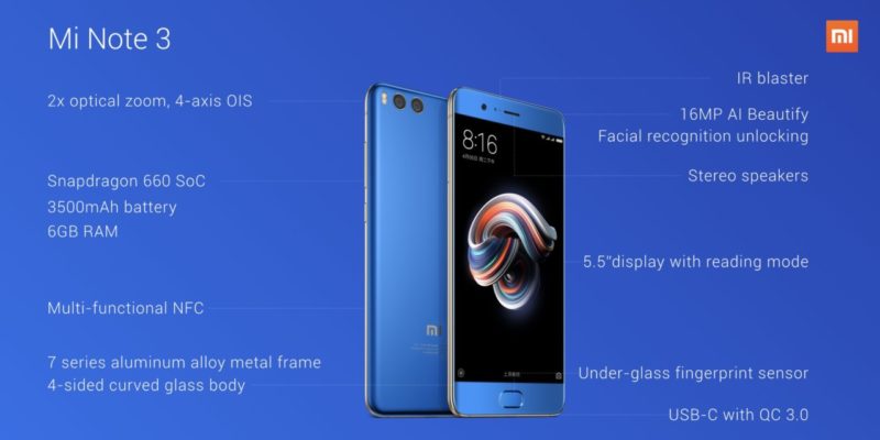 Le Xiaomi Mi Note 3 lancé : design, Caractéristiques et Prix 3 mi-note-3