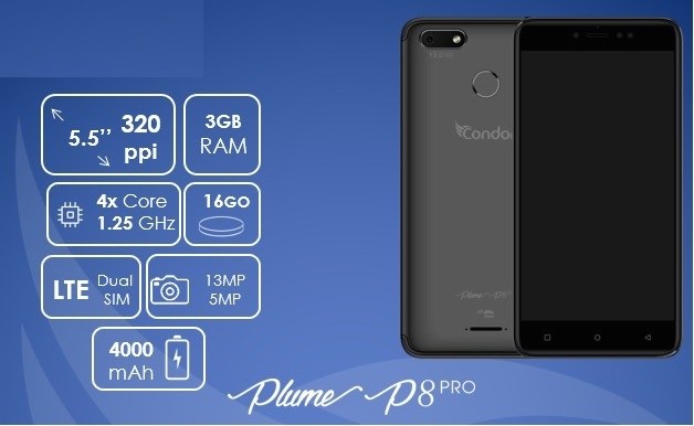 Condor, lance quatre nouveaux smartphones au MWC 2018 3 condor plume p8 pro