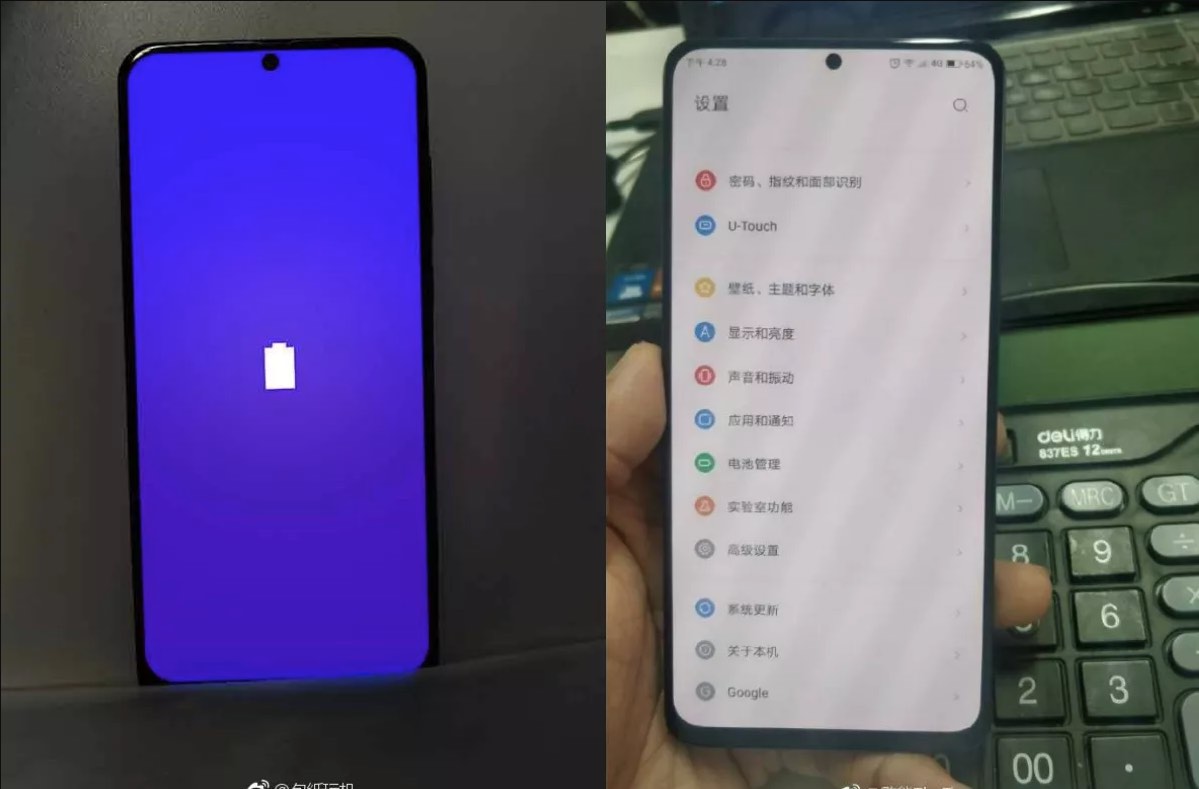 Photos du Lenovo Z5s , montrant un trou au milieu de l'écran 2 lenovo z5s