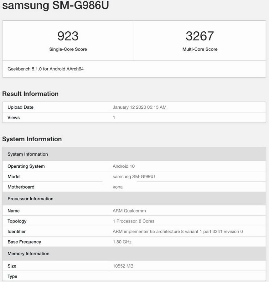 Le smartphone Galaxy S20 + 5G repéré sur Benchmark avec un Snapdragon 865 et 12 Go de RAM 2 samsung-galaxy-s20