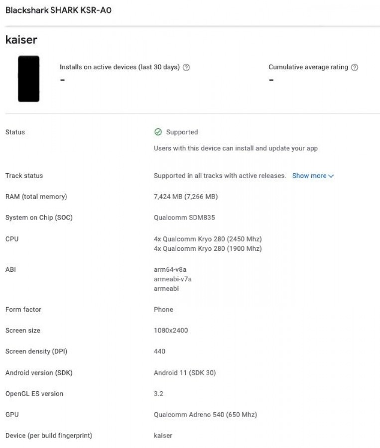 Xiaomi Black Shark 4 apparaît sur Google Play Console 2 Xiaomi blackshark4